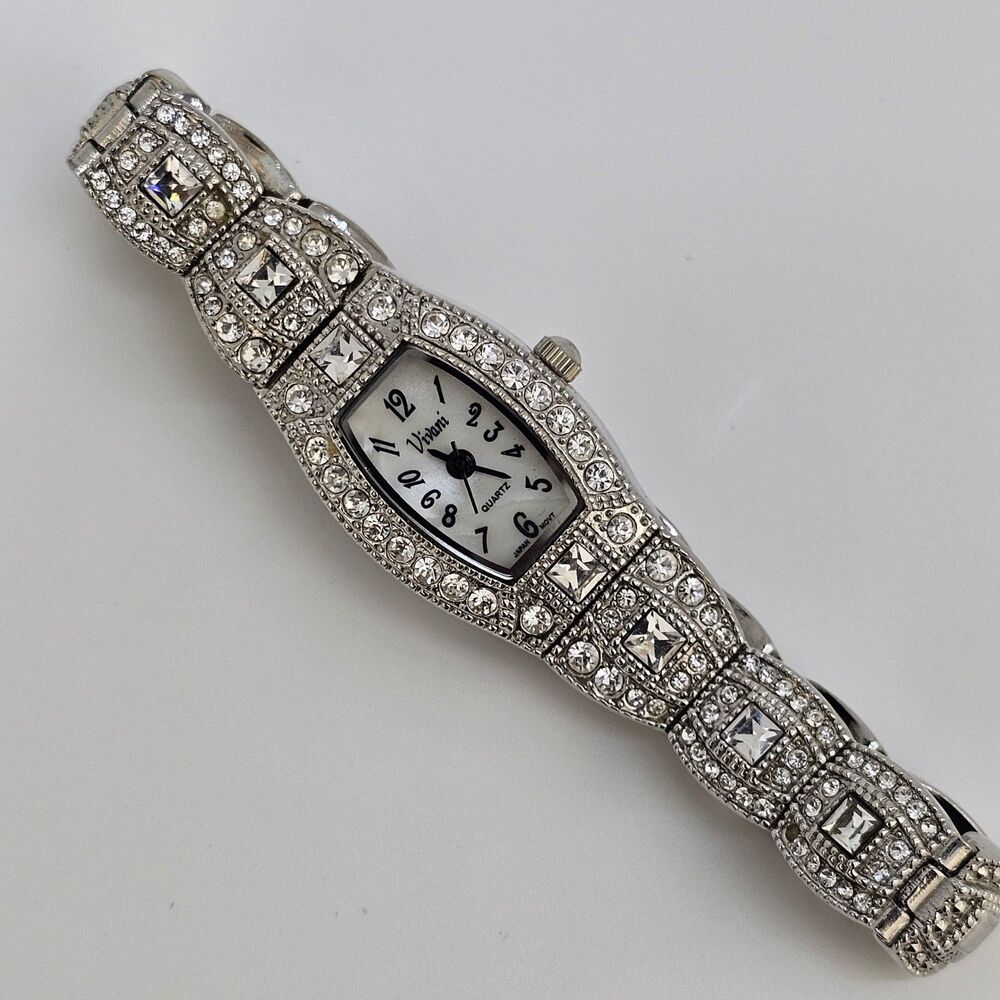 Vivani Women's Watch 18MM White Dial Gray Bracelet Band 6.5"‎ New Battery